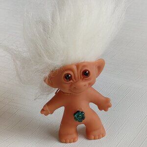 Vintage UNEEDA WISHNIK TROLL Doll 3" - DOUBLE HORSESHOE White Hair 1960s
